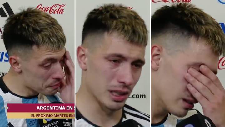 Lisandro Martinez was in tears after Argentina's win, had to be supported through emotional post-match interview