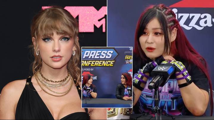 WWE star Iyo Sky bizarrely asked about fighting Taylor Swift in press conference, her reaction is priceless