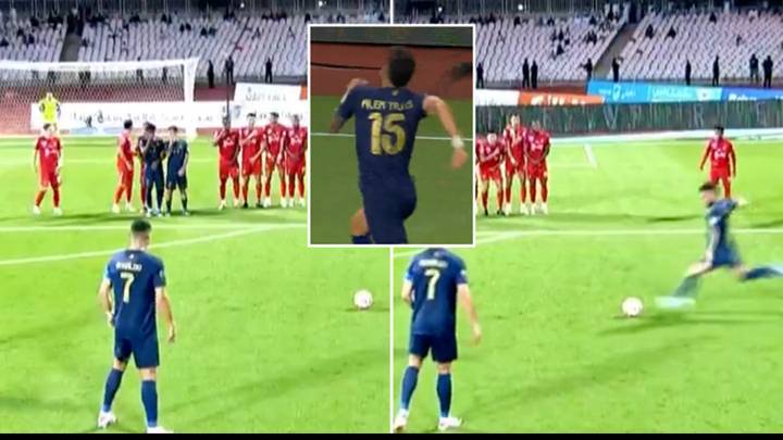 Alex Telles scores free kick for Al Nassr after clever Cristiano Ronaldo tactic distracts goalkeeper
