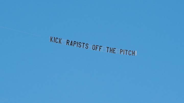 Banner flown over Crystal Palace vs Arsenal calls for football to 'Kick Rapists Off The Pitch'