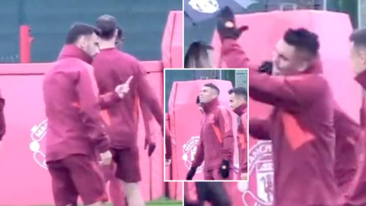 Casemiro cheekily scolds Bruno Fernandes 'for moaning' in Man Utd training days after 'dressing room bust-up'