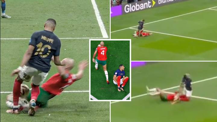 Sofyan Amrabat absolutely folded Kylian Mbappe in half with brutal tackle
