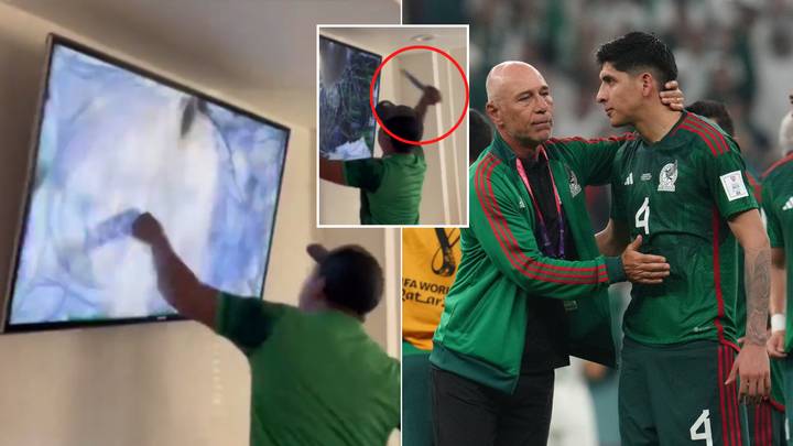Mexico fan goes berserk after World Cup elimination, smashes up TV, gets knife out