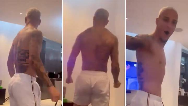 Man Utd winger Antony mocked by fans for filming bizarre shirtless goal celebration at home