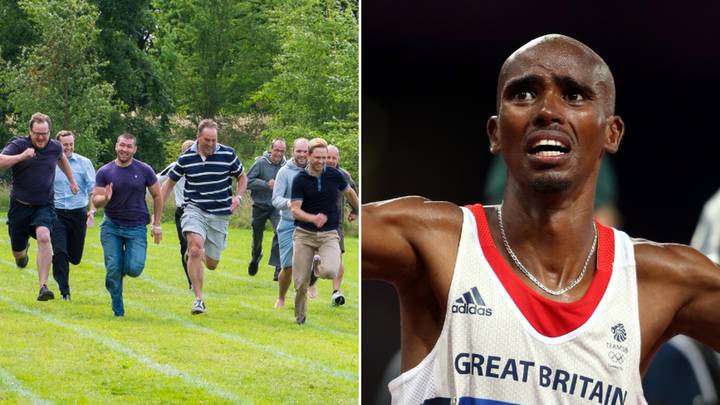 Mo Farah came second in a school parents' race to a bloke wearing jeans