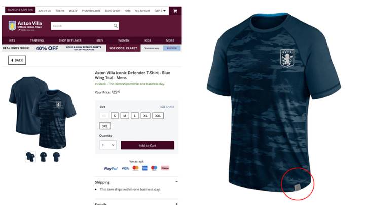 Aston Villa fans baffled after spotting another Premier League club's badge on their shirt