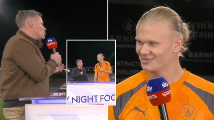Jamie Carragher and Erling Haaland share hilarious exchange during post-match interview