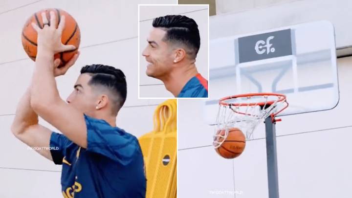 Cristiano Ronaldo nails basketball shot while away on Portugal duty