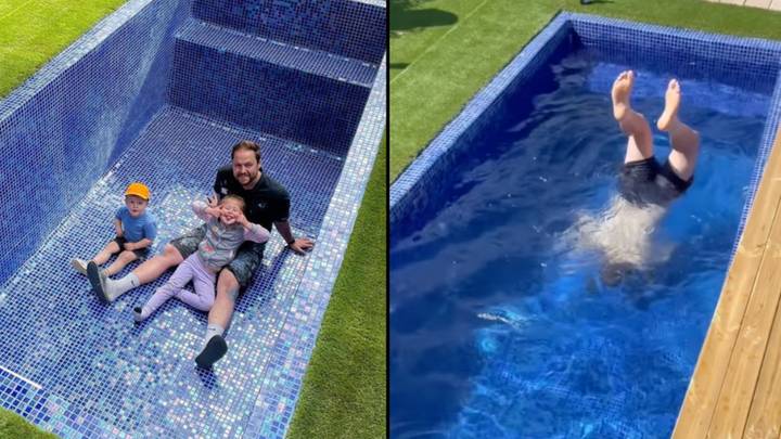 Dad Builds DIY Swimming Pool In Garden After Watching YouTube Videos