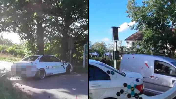Mercedes smashes into van at junction but people divided over who is at fault