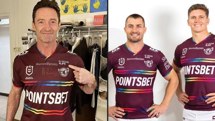 Hugh Jackman Shows Support For LGBTQIA+ Community By Wearing Manly's Pride Jersey
