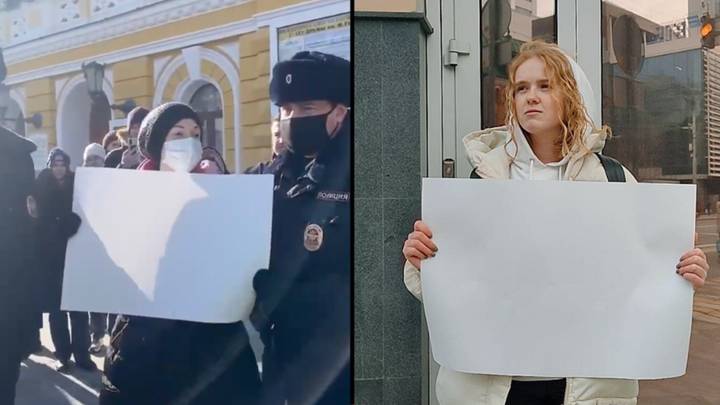 Russian Protesters Are Now Being Arrested For Brandishing Blank Signs