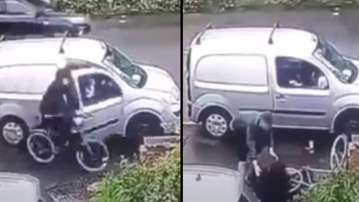 Shocking moment van driver knocks cyclist over on pavement divides people over blame