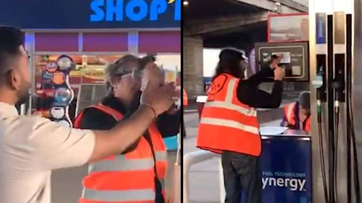Activists cause chaos as they smash petrol pumps at station in front of helpless employee