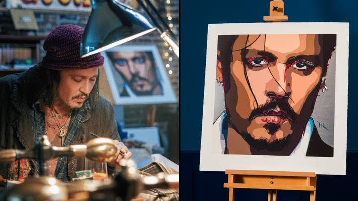 Johnny Depp unveils huge self-portrait he painted during 'dark' battle with Amber Heard