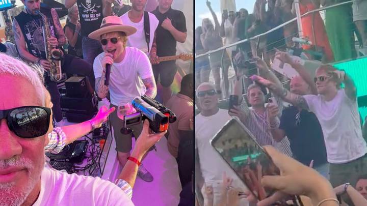 Ed Sheeran gives Wayne Lineker one of the 'greatest moments of his life' as he turns up at O Beach