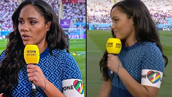 Alex Scott praised for wearing One Love armband during World Cup pundit duty