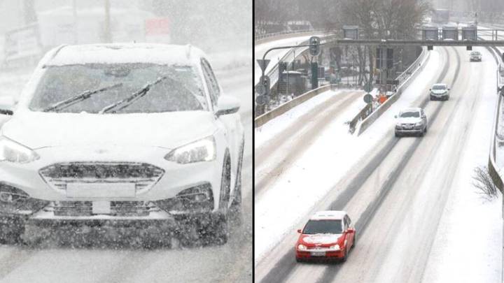 Urgent warning for motorists driving with snow on top of their car