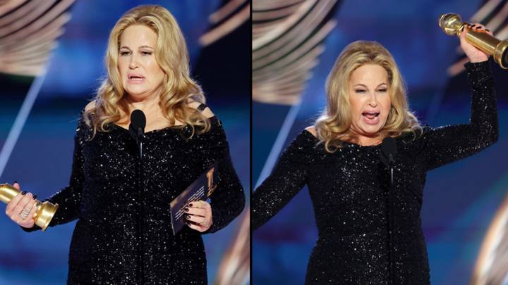 Jennifer Coolidge drops the f-bomb and a big White Lotus spoiler during acceptance speech