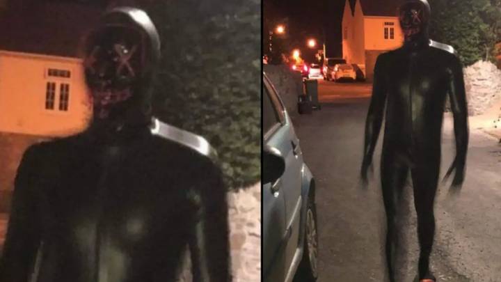 Creepy 'gimp' stalking village could finally be unmasked after man is arrested
