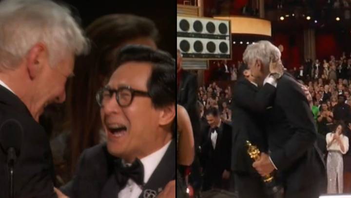 Ke Huy Quan has massive hug with Harrison Ford as Everything Everywhere All at Once wins Best Picture
