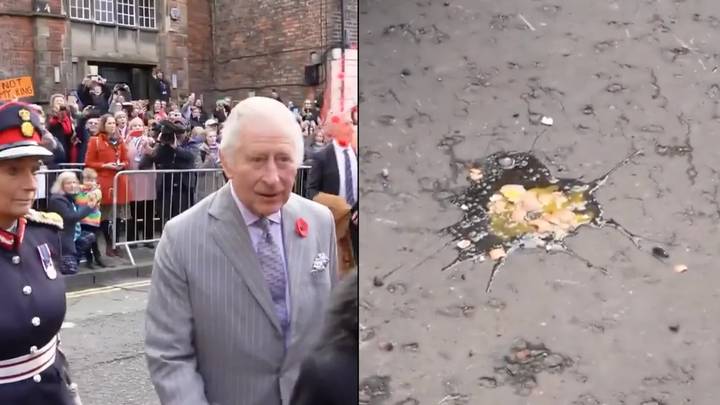King Charles and Camilla pelted with eggs on royal visit to York