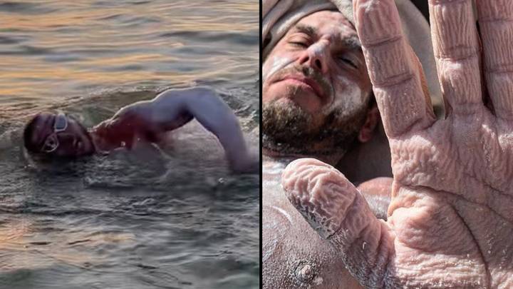 Shocking photos show what attempting world record swim did to man’s body