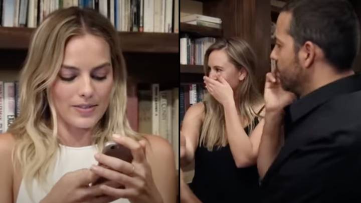 Margot Robbie left close to tears after David Blaine told her what she was looking at on her phone