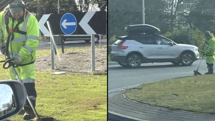 Council Criticised For Trimming Artificial Grass On Roundabout
