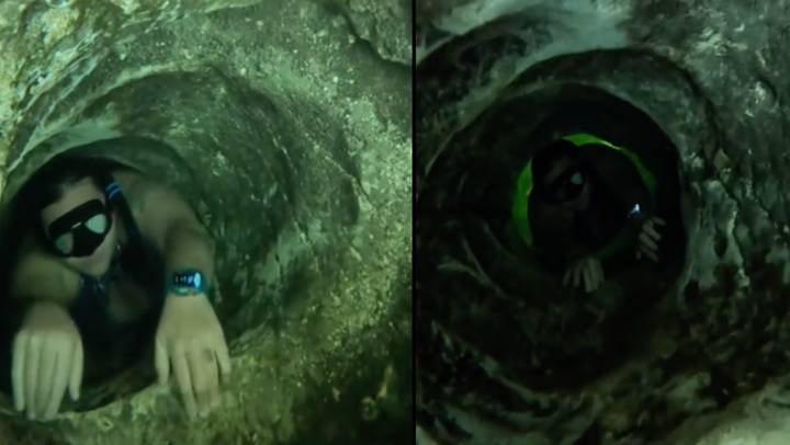 Freediver has people ‘freaking out’ as she shows what it’s like going through tight spaces