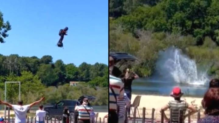 Daredevil Jetpack Inventor Suffers Horror Crash Falling 50ft Into Lake After Losing Control