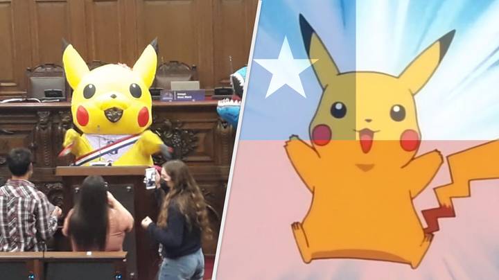 Woman In Pikachu Costume Writing New Chilean Constitution