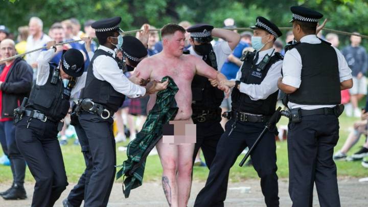 Naked Scotland Fan Led Away By Police In Hyde Park As Supporters Cause Wild Scenes In London