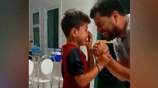 Emotional Moment Young Deaf Boy Sobs As He Hears His Dads Voice For First Time In Weeks