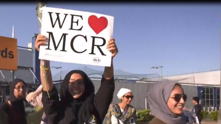 Hundreds Of Muslims Take Part In A March To Manchester Arena 