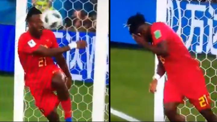Belgium's Michy Batshuayi Got Whacked In The Face Celebrating Goal At World Cup Against England