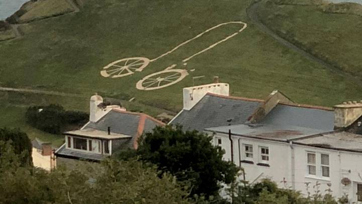 Vandals Turn Tour Of Britain Hillside Bike Into A Giant Penis 