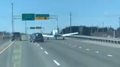 Plane Forced To Make Emergency Landing On Canadian Highway 