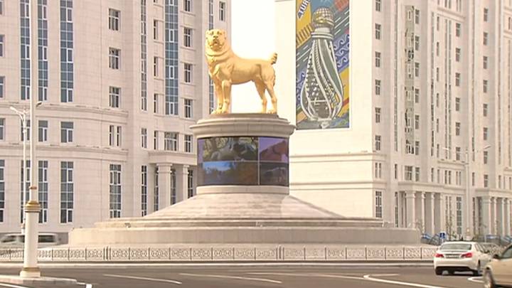 Turkmenistan Leader Unveils Giant Gold Statue Of Favourite Dog