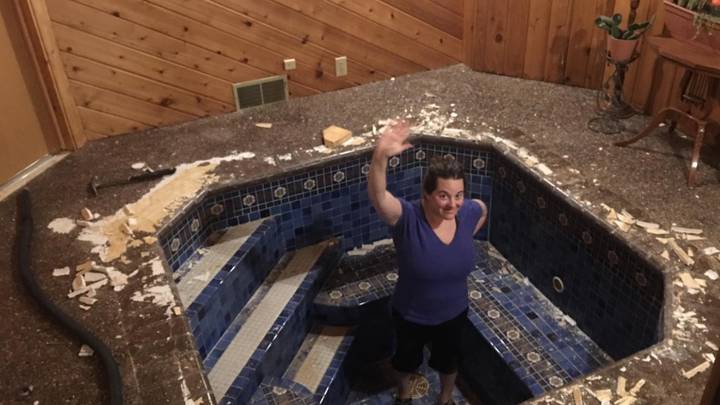 Couple Uncover Huge Hot Tub Under The Floor Of Their Home Office 