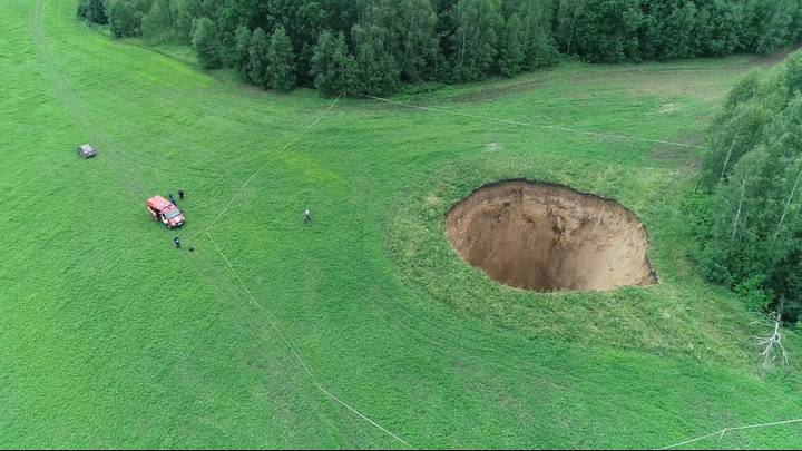 Sinkhole As Big As A 16-Storey Building Appears Overnight In Russia