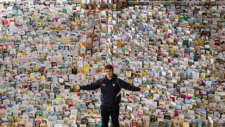 School Hall Filled With 120,000 Cards For Captain Tom Moore's 100th Birthday
