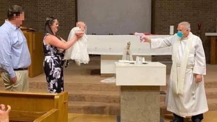Priest Uses Water Pistol To Baptise Baby During The Coronavirus Pandemic