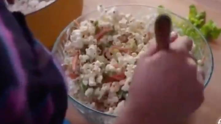 People Are Horrified Over Woman's Popcorn Salad Recipe