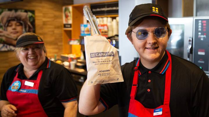 Lewis Capaldi Serves Pasties To Fans At Greggs 