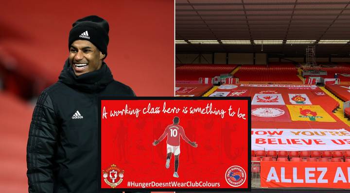 Liverpool Fans Discuss Marcus Rashford Banner At Anfield Before Manchester United Game