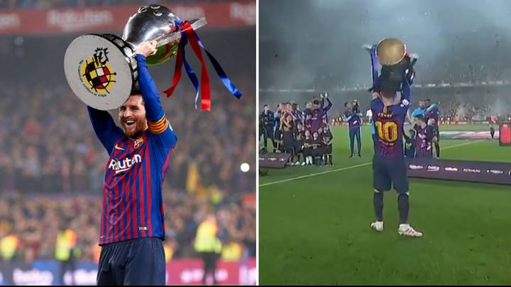 Lionel Messi Fittingly Lifts The La Liga Trophy On His Own