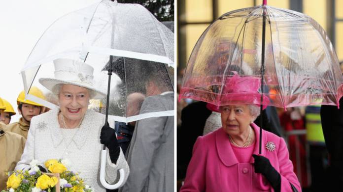 The Queen Always Matches Her Umbrella To Her Outfit And She's Working It