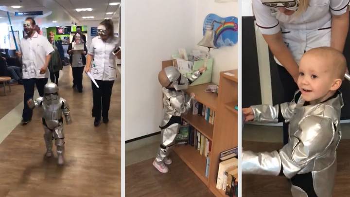 Adorable Video Shows Little Girl Dressed As A Stormtrooper Ringing The "Cancer Bell" 