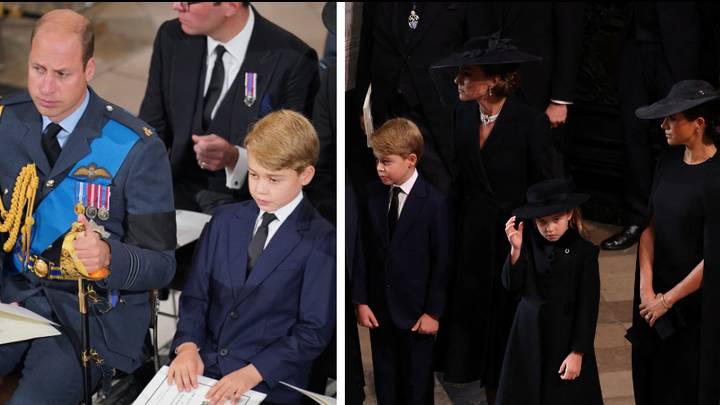 Prince George and Princess Charlotte seen singing at the Queen's funeral